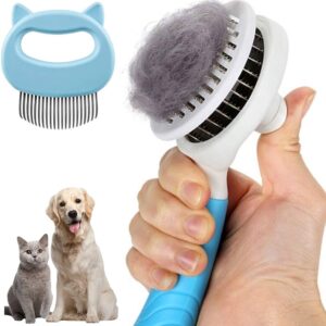 🐾🧼 Cepillo de Aseo Suave para Mascotas – Limpieza Automática | Azul